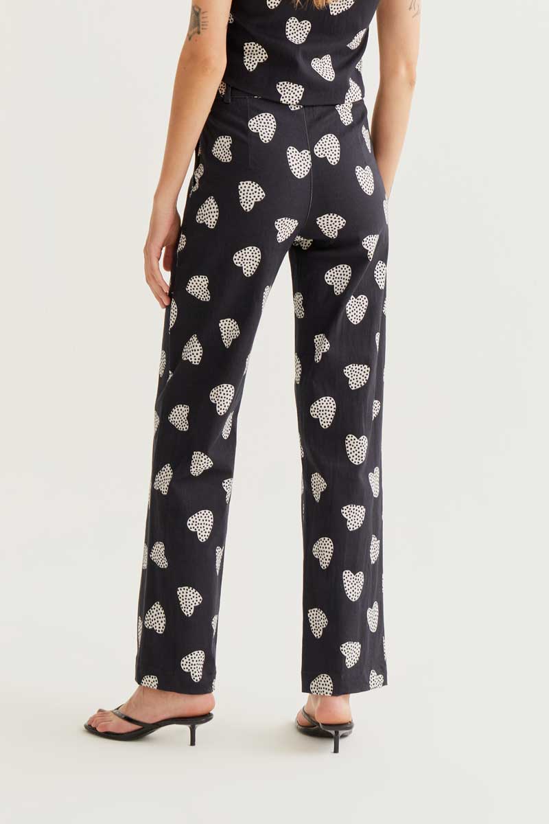 Black Trousers with Hart Print