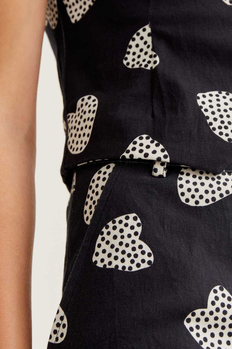 Black Trousers with Hart Print