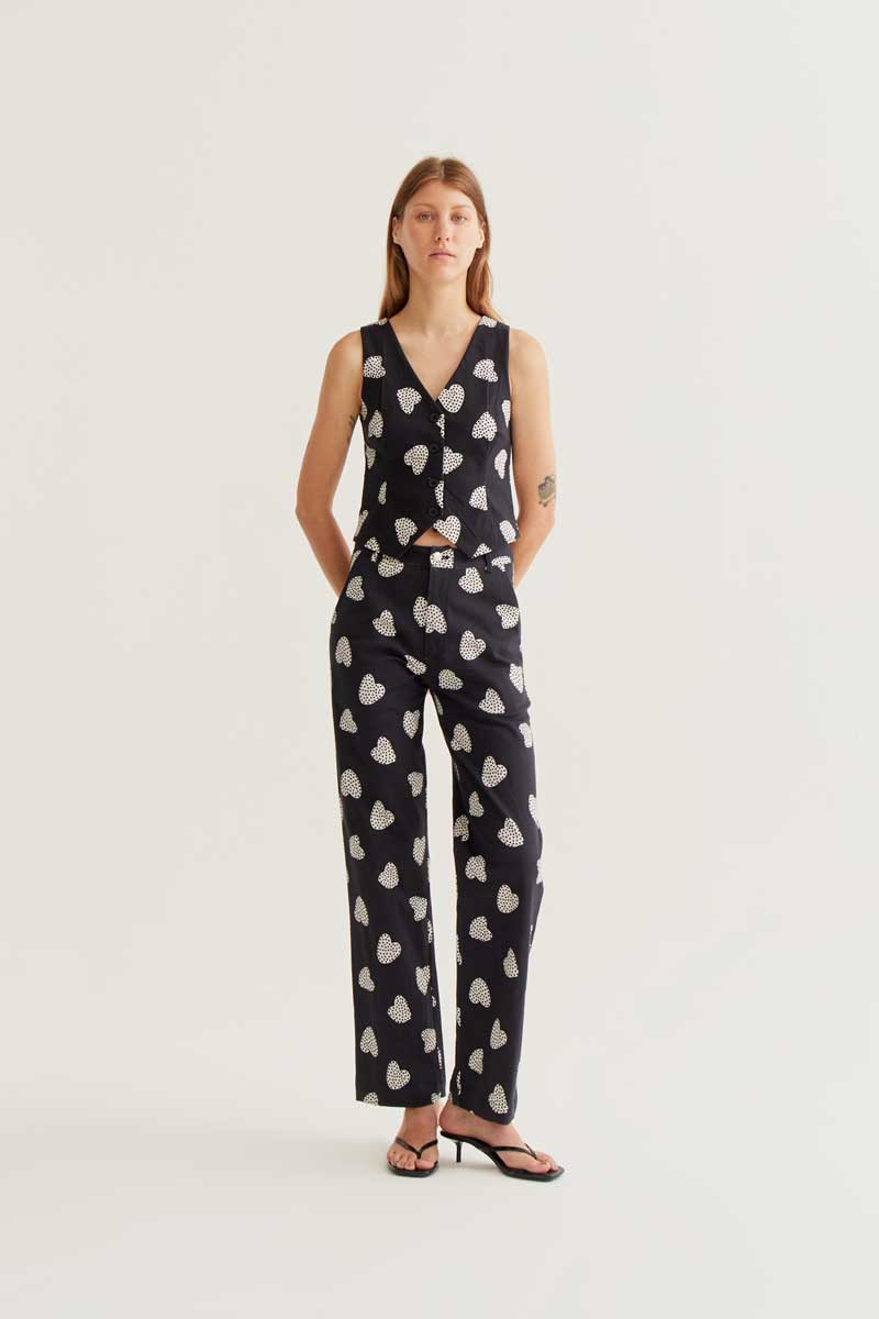 Black Trousers with Hart Print