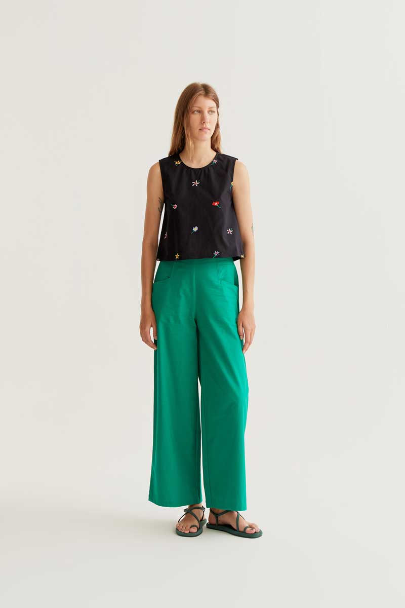 Black Top with Flowers Print