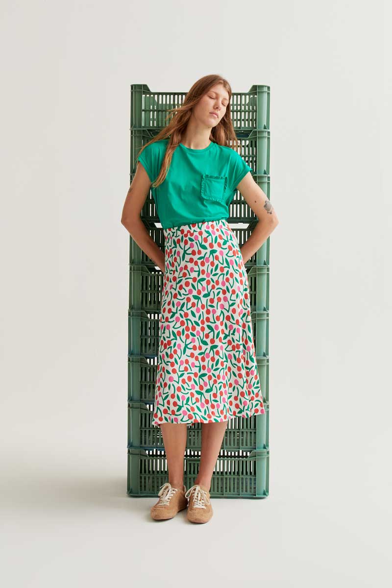 A Line Cherry Pattern Skirt