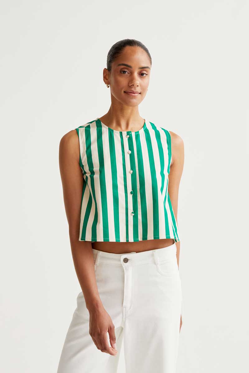 Green Striped Top