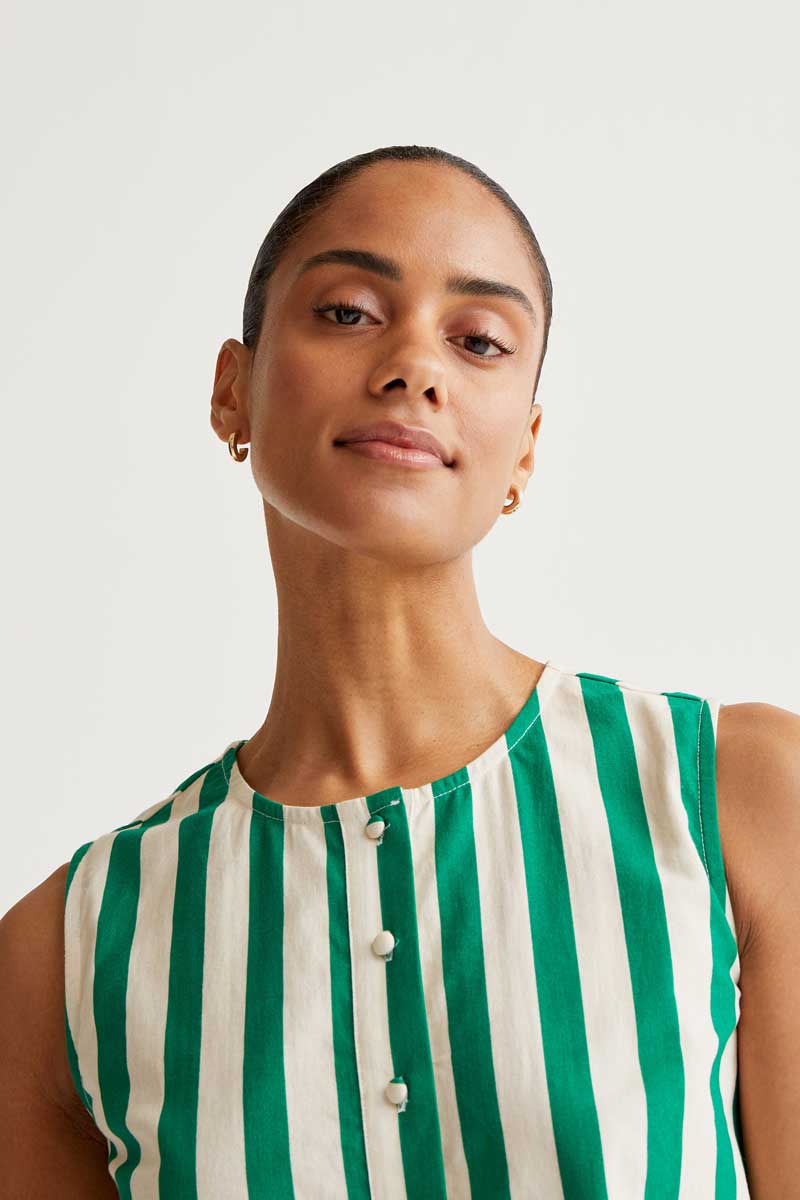 Green Striped Top