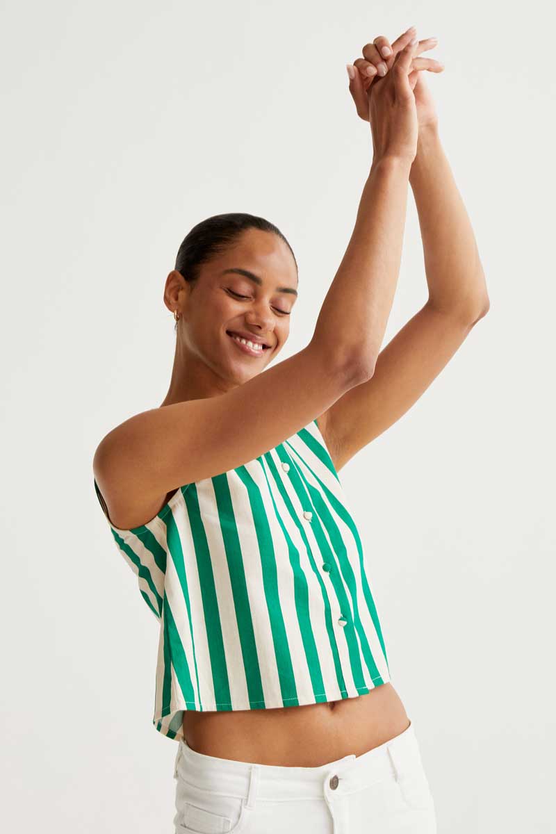 Green Striped Top
