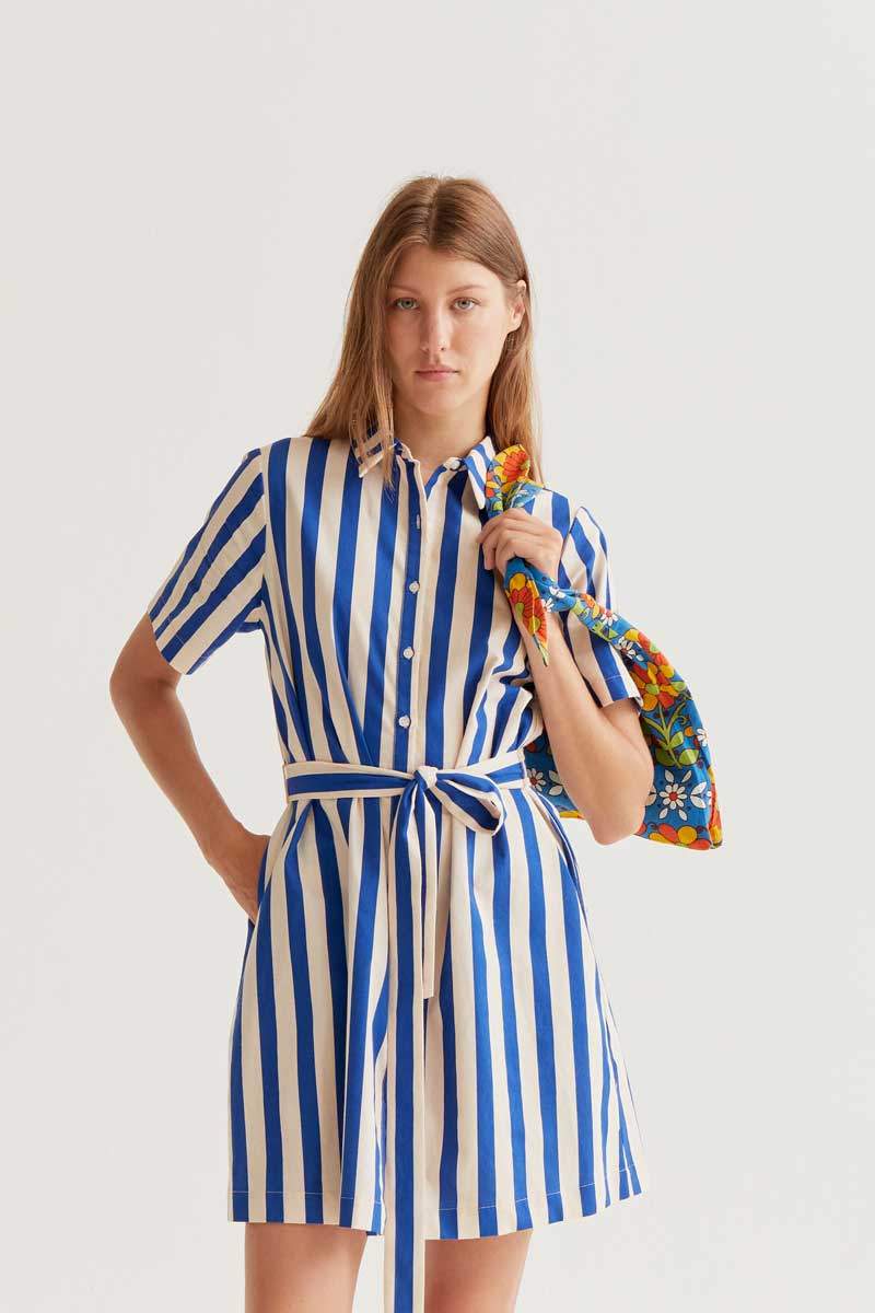 White and Blue Striped Dress