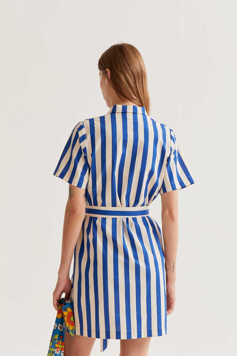 White and Blue Striped Dress