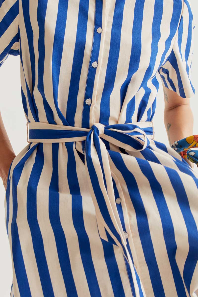 White and Blue Striped Dress