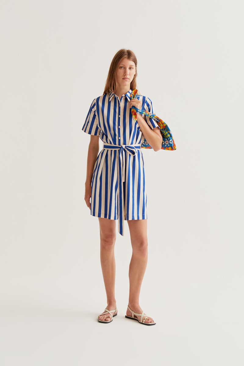 White and Blue Striped Dress