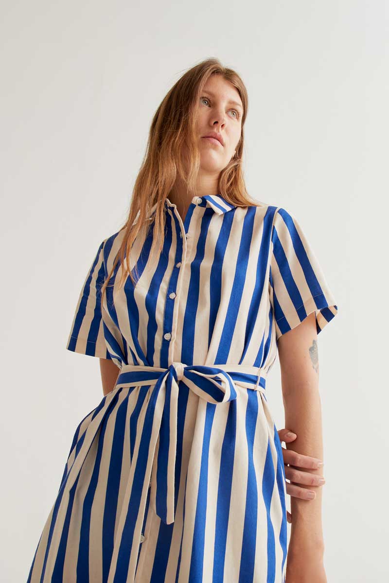 White and Blue Striped Dress