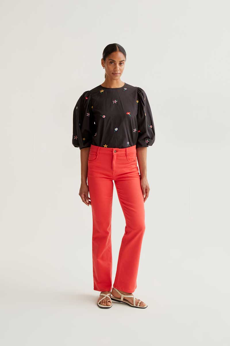 Black Top with Floral Print