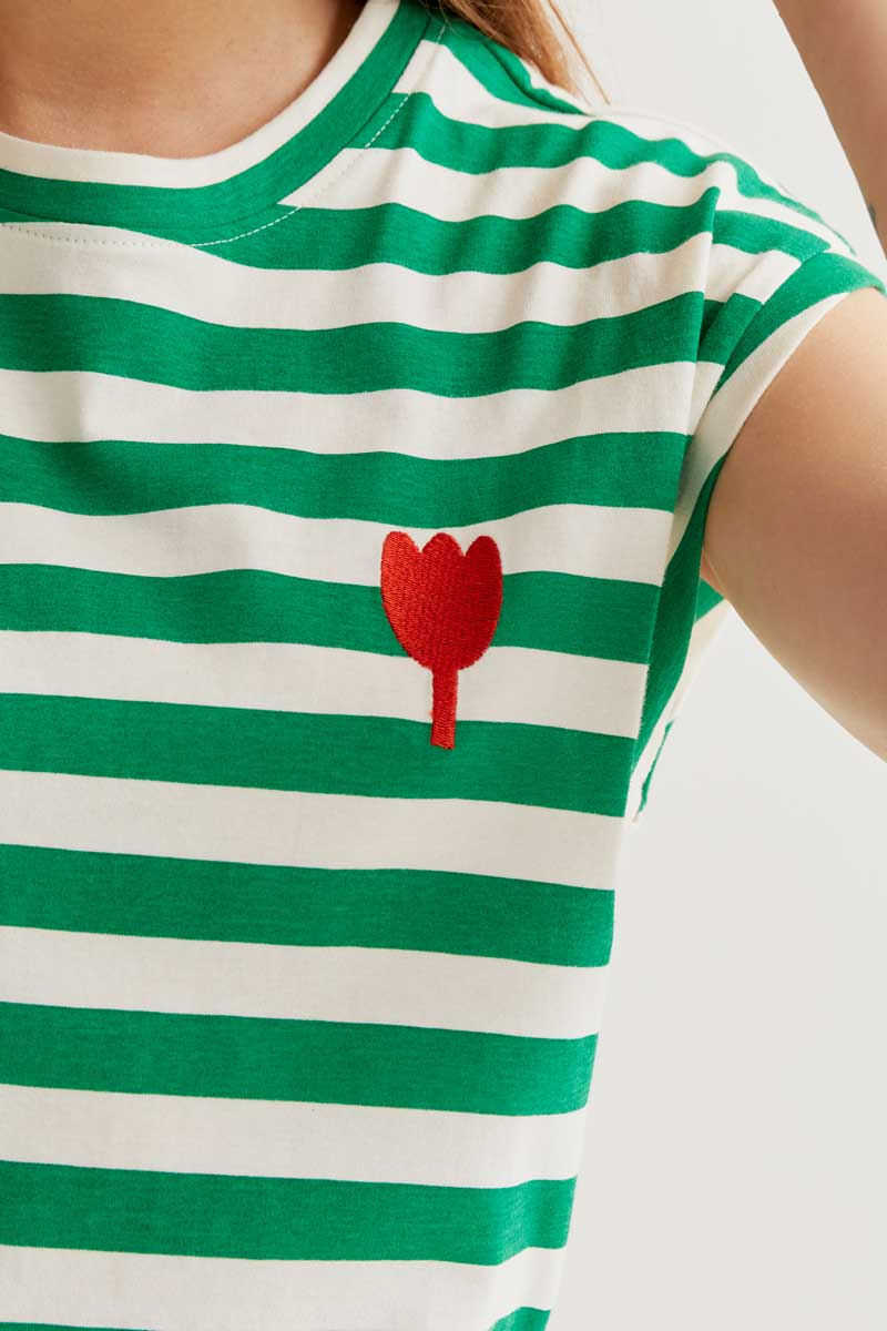 Green and White Striped T-shirt