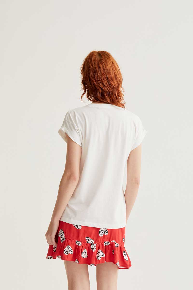 White T-Shirt with Dog Print