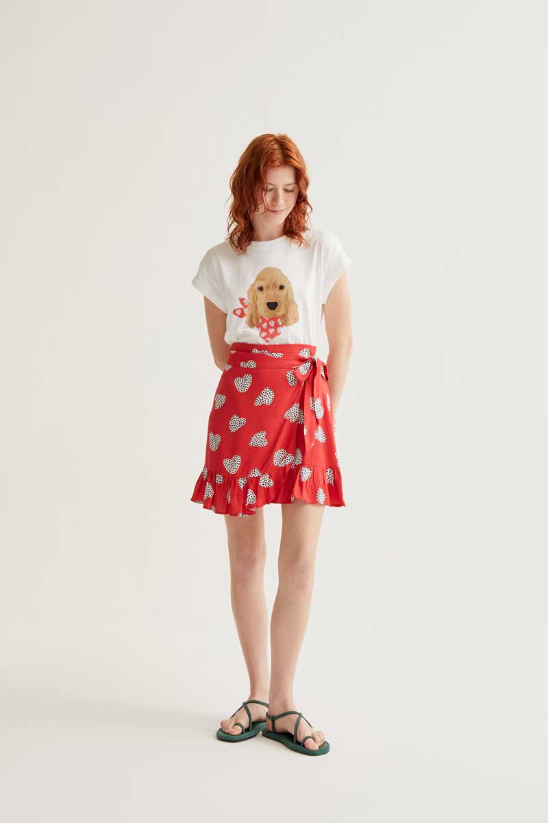 White T-Shirt with Dog Print