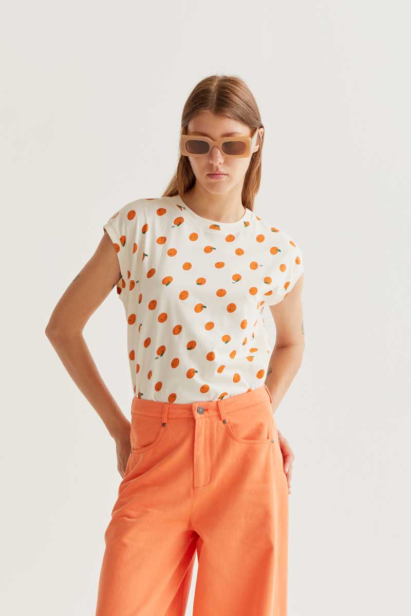 T-Shirt With Oranges Print