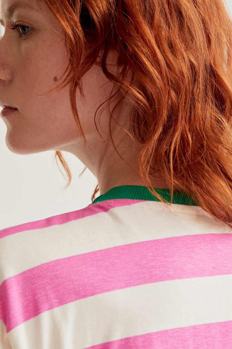 Pink and White Striped T-Shirt