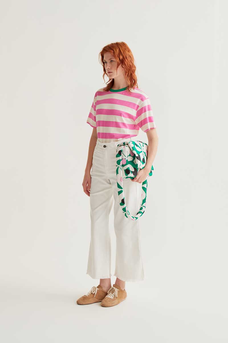 Pink and White Striped T-Shirt