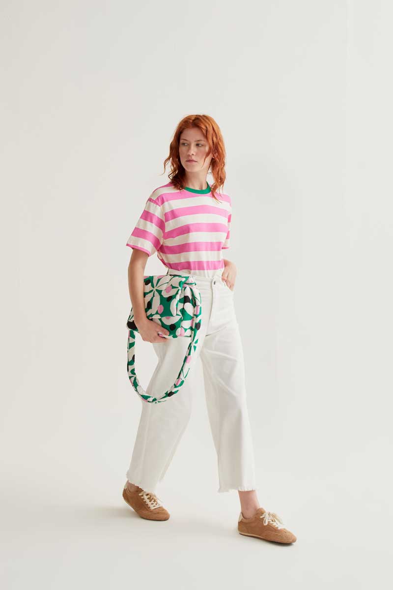Pink and White Striped T-Shirt