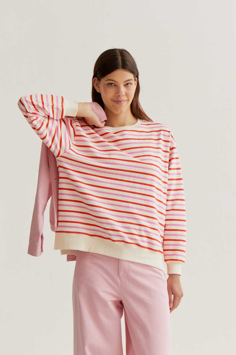 Jersey with Pink and Red striped Print