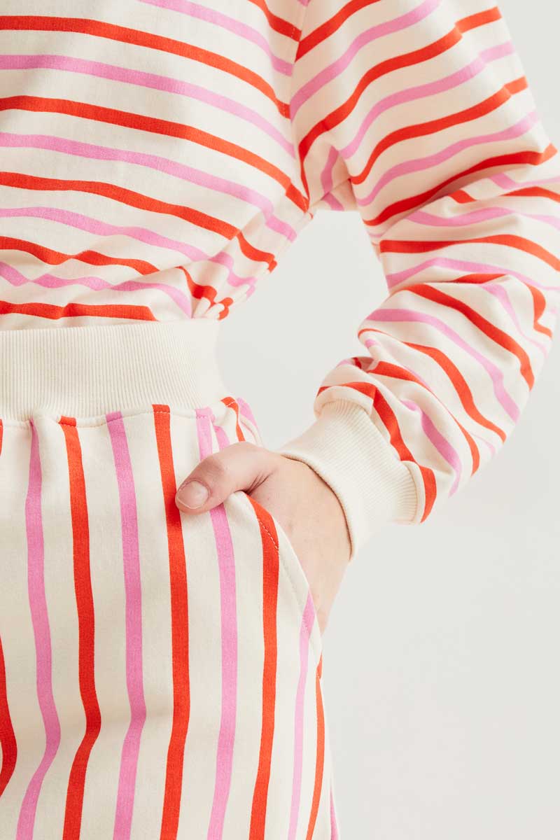 Midi Skirt in Pink and Red Stripes