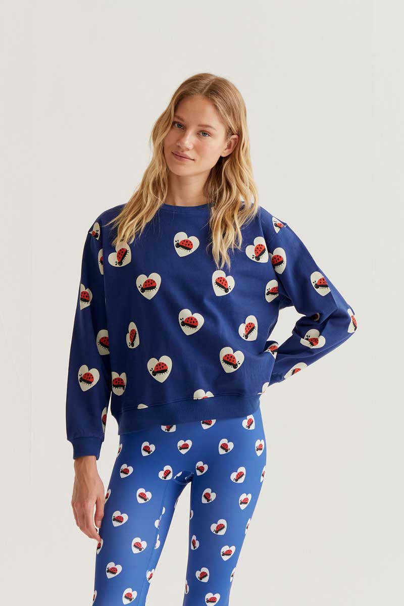 Blue Jersey with Ladybug Print