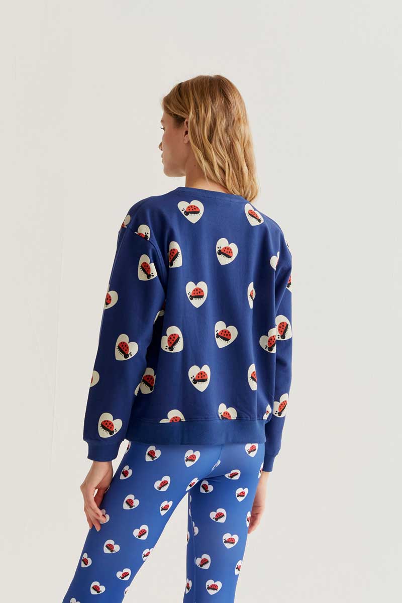 Blue Jersey with Ladybug Print
