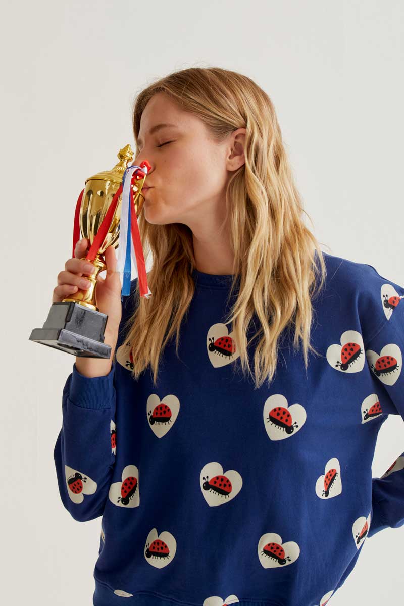 Blue Jersey with Ladybug Print