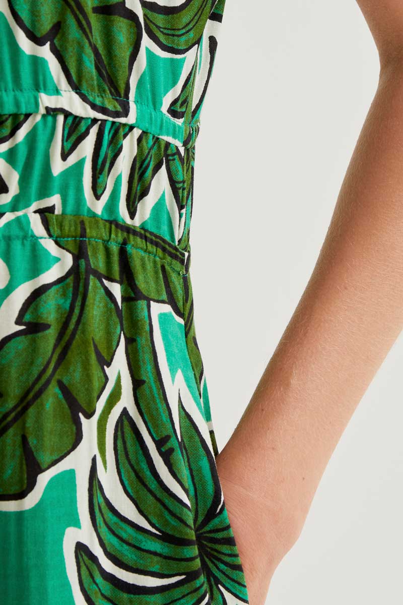 Midi Dress with Palm Tree Print