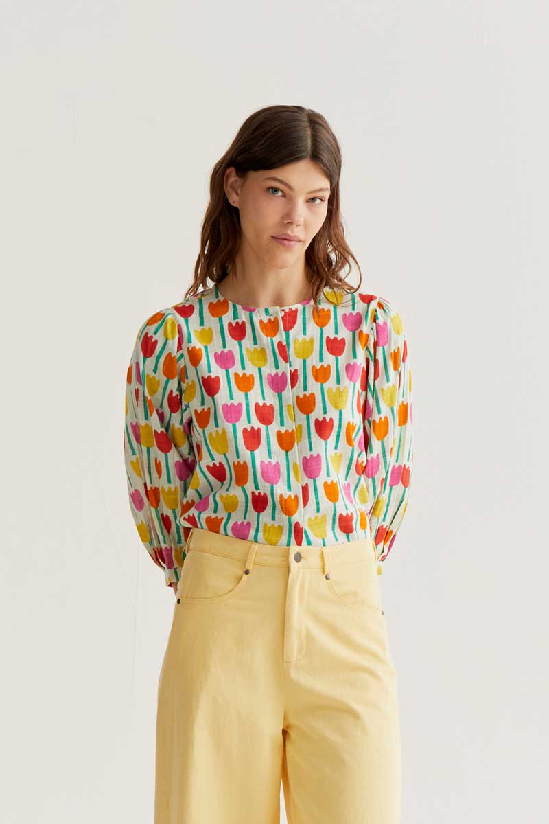 Shirt with Tulips Print