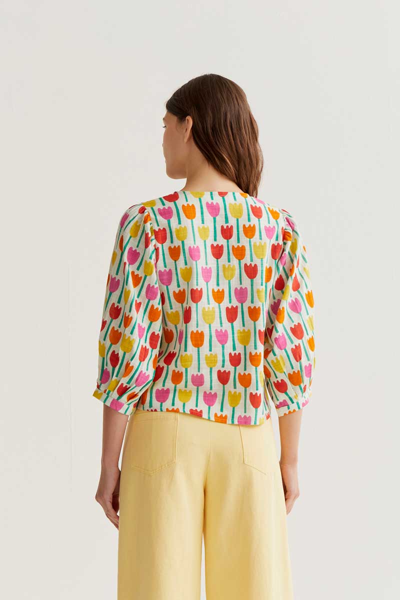 Shirt with Tulips Print