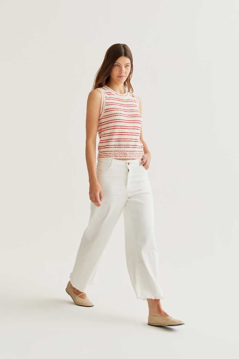 White Jeans with Raw-Cut