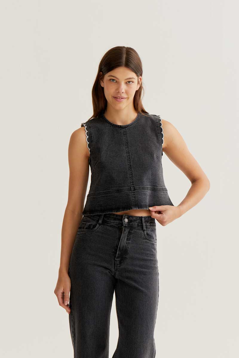 Sleeveless Denim Top