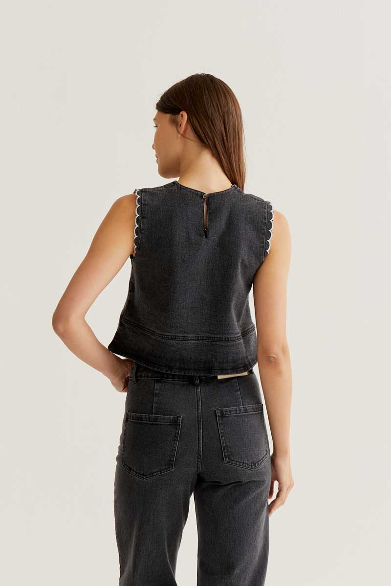 Sleeveless Denim Top