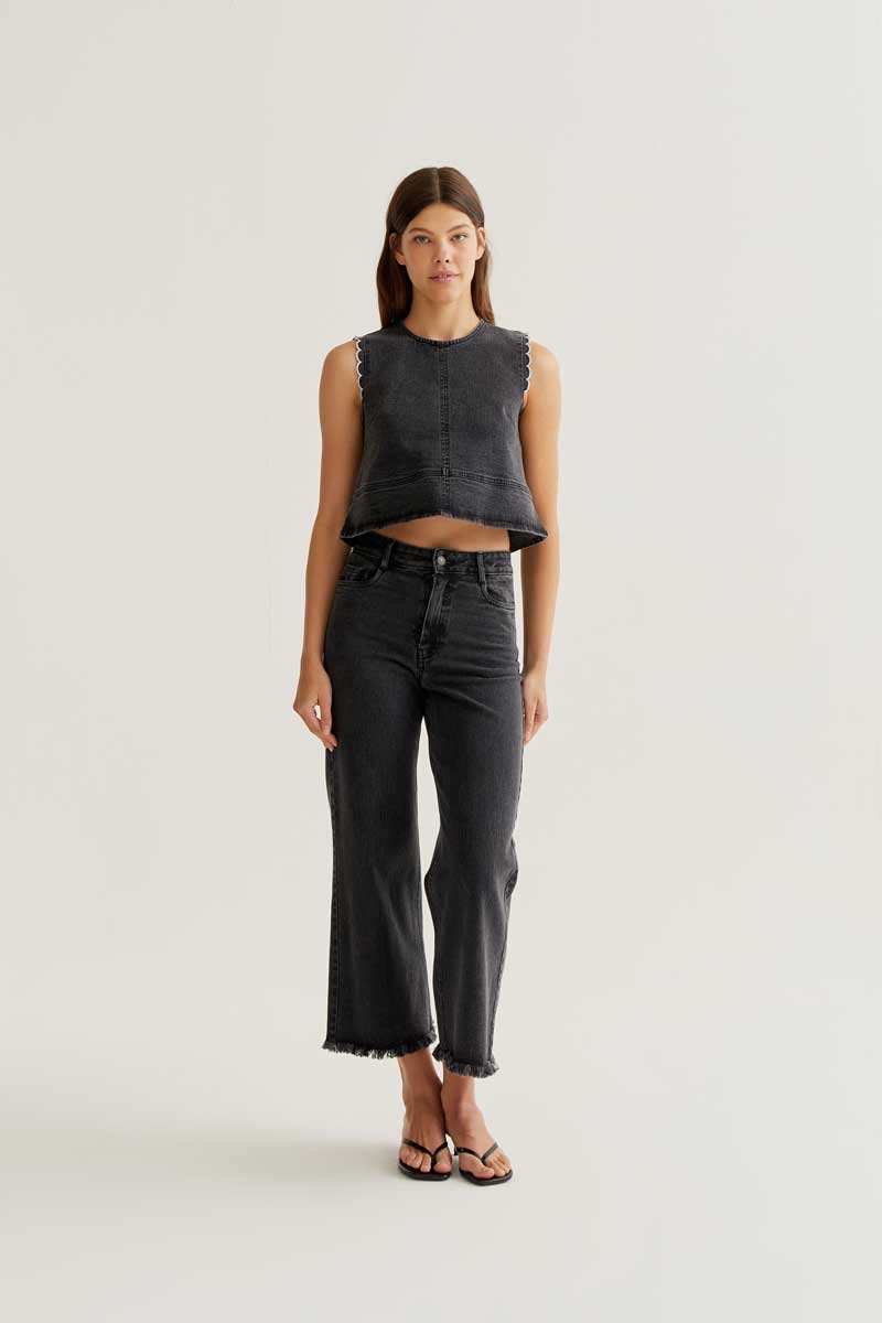 Sleeveless Denim Top
