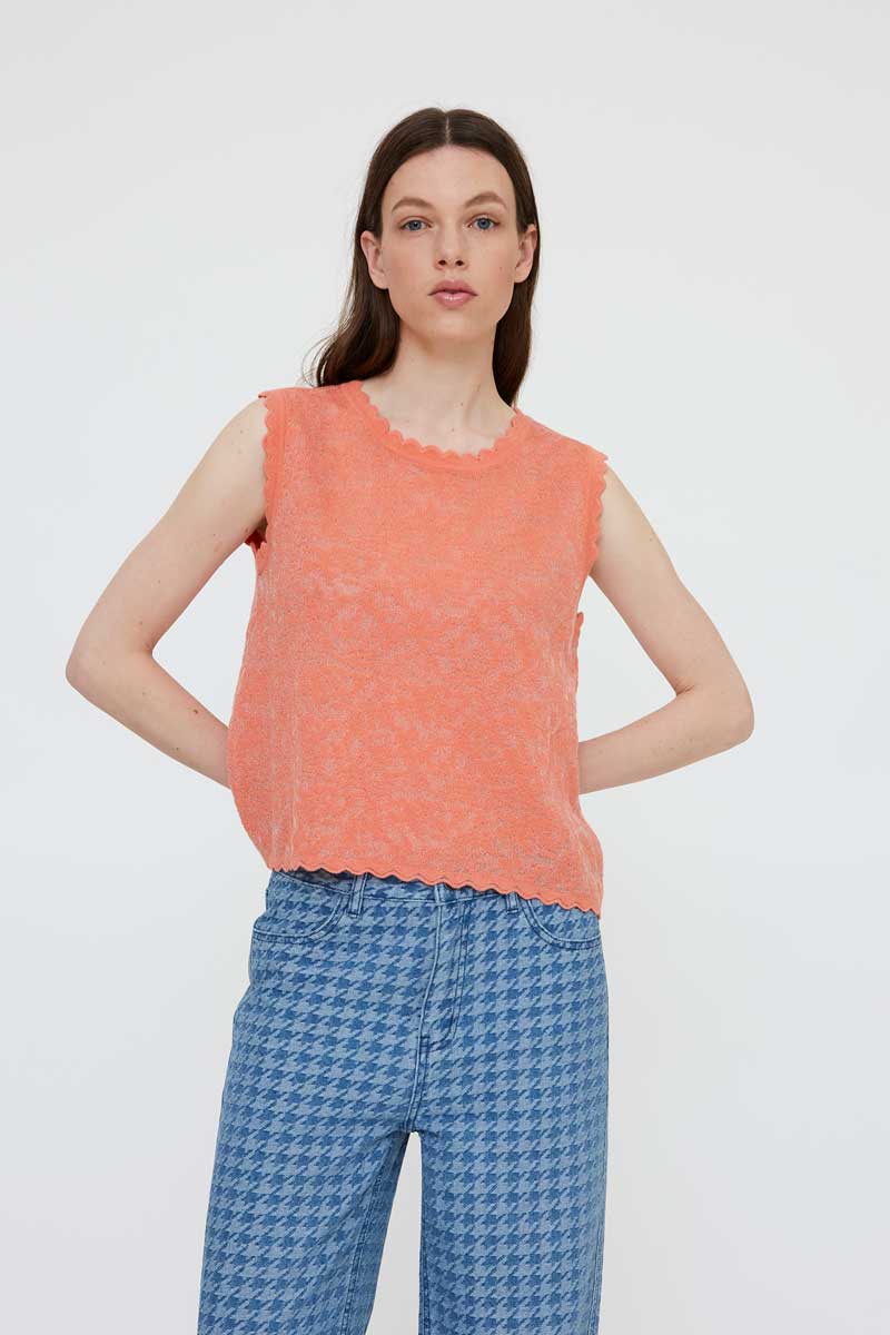 Sleeveless Coral Top