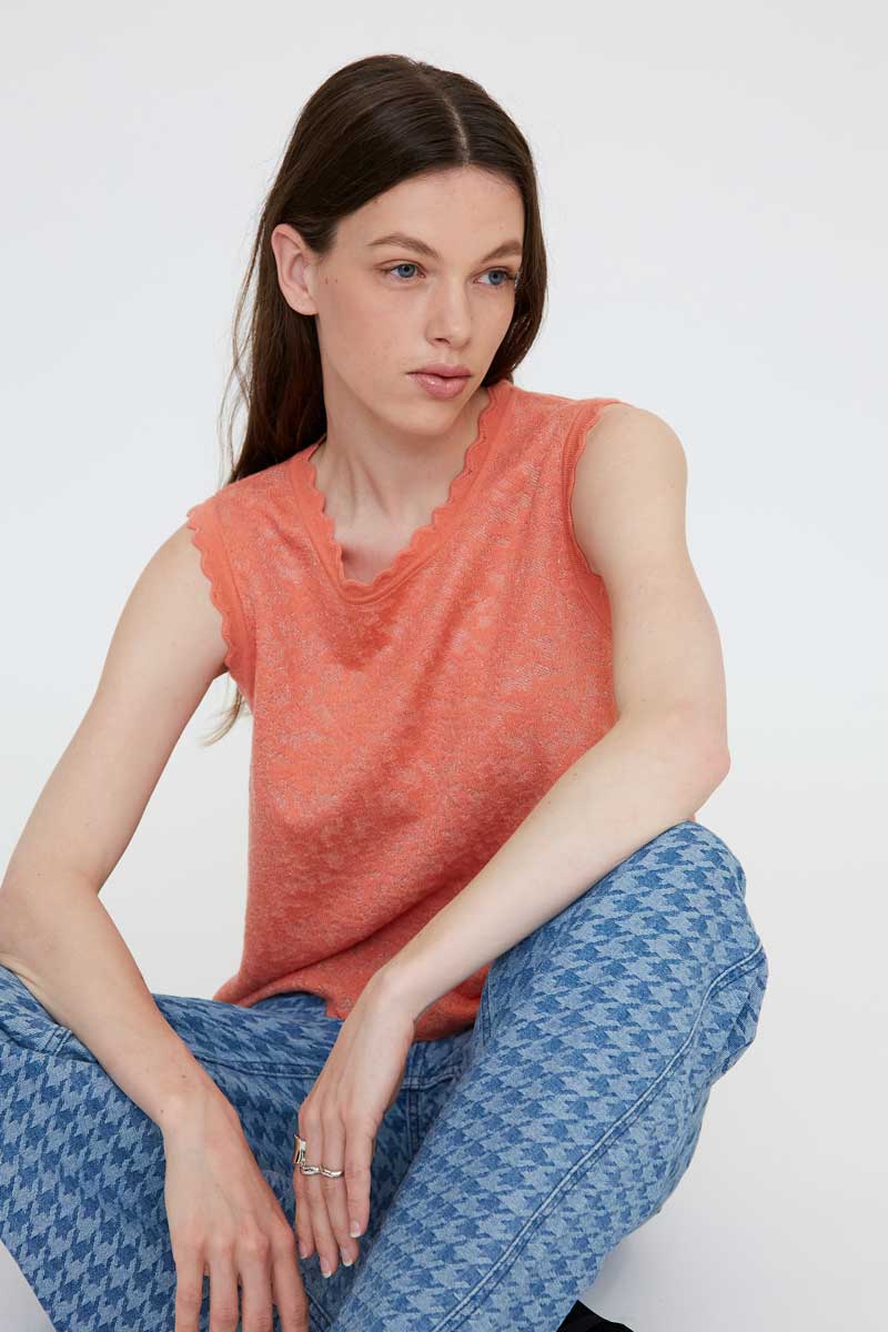 Sleeveless Coral Top