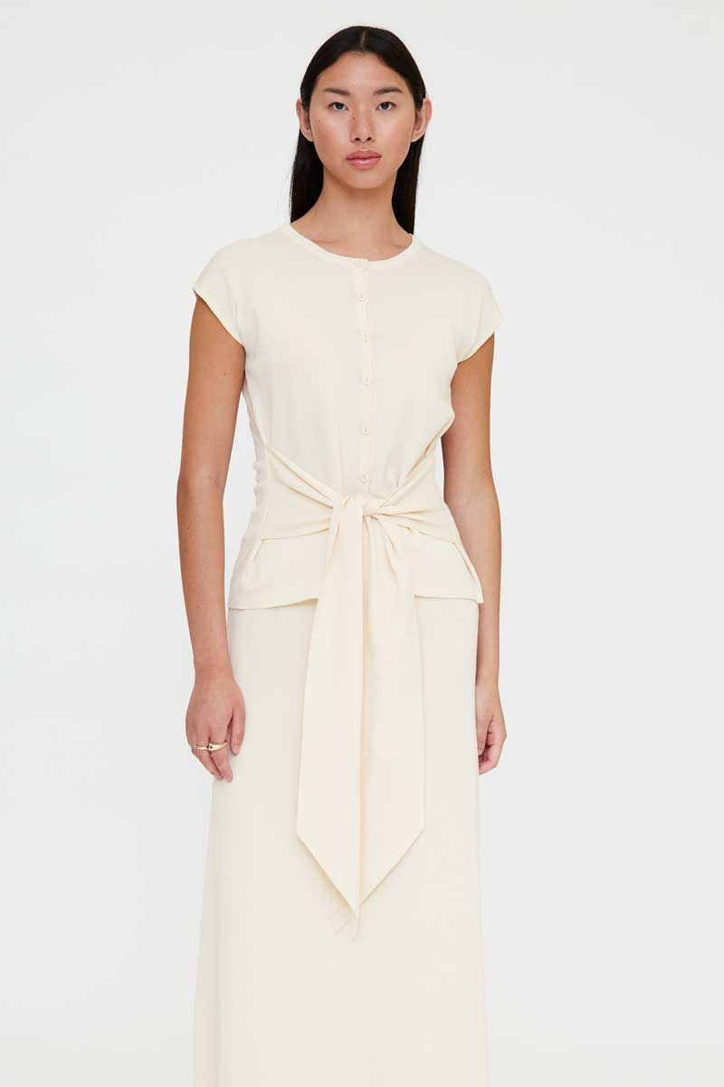 Sleeveless Knitted Cream Cardigan