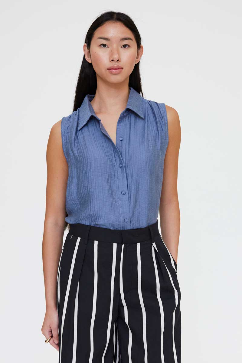 Blue Sleeveless Shirt