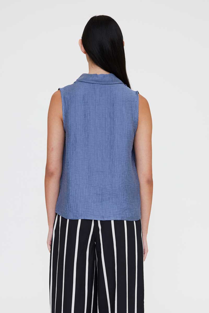 Blue Sleeveless Shirt