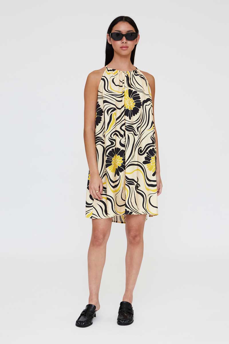 Short Dress with Abstract Floral Print