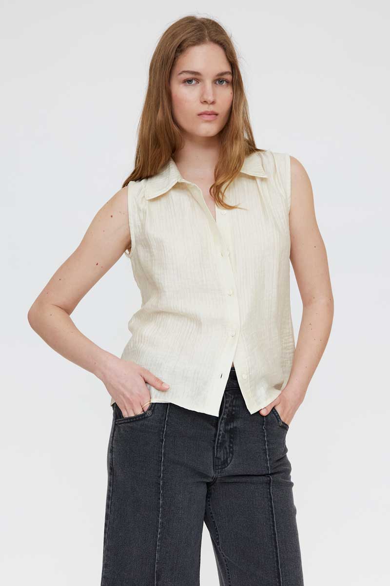 Ecru Sleeveless Shirt