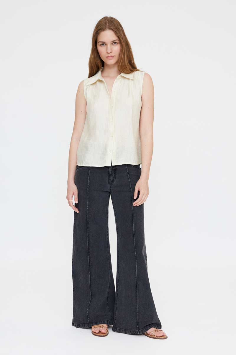Ecru Sleeveless Shirt
