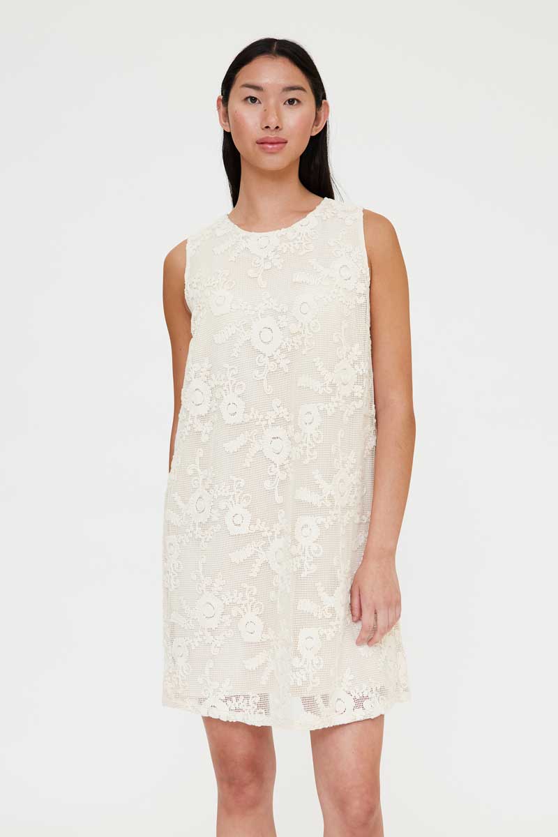 Short Ecru Crochet Dress