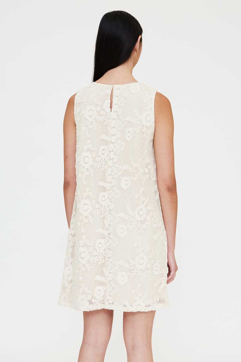 Short Ecru Crochet Dress