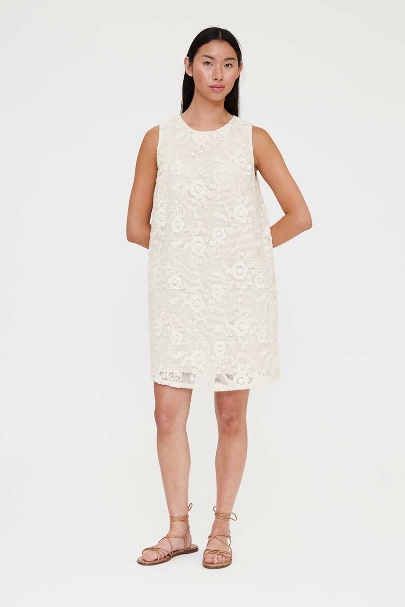 Short Ecru Crochet Dress