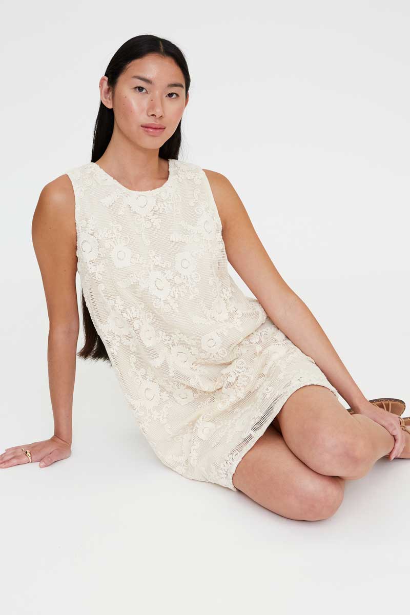 Short Ecru Crochet Dress