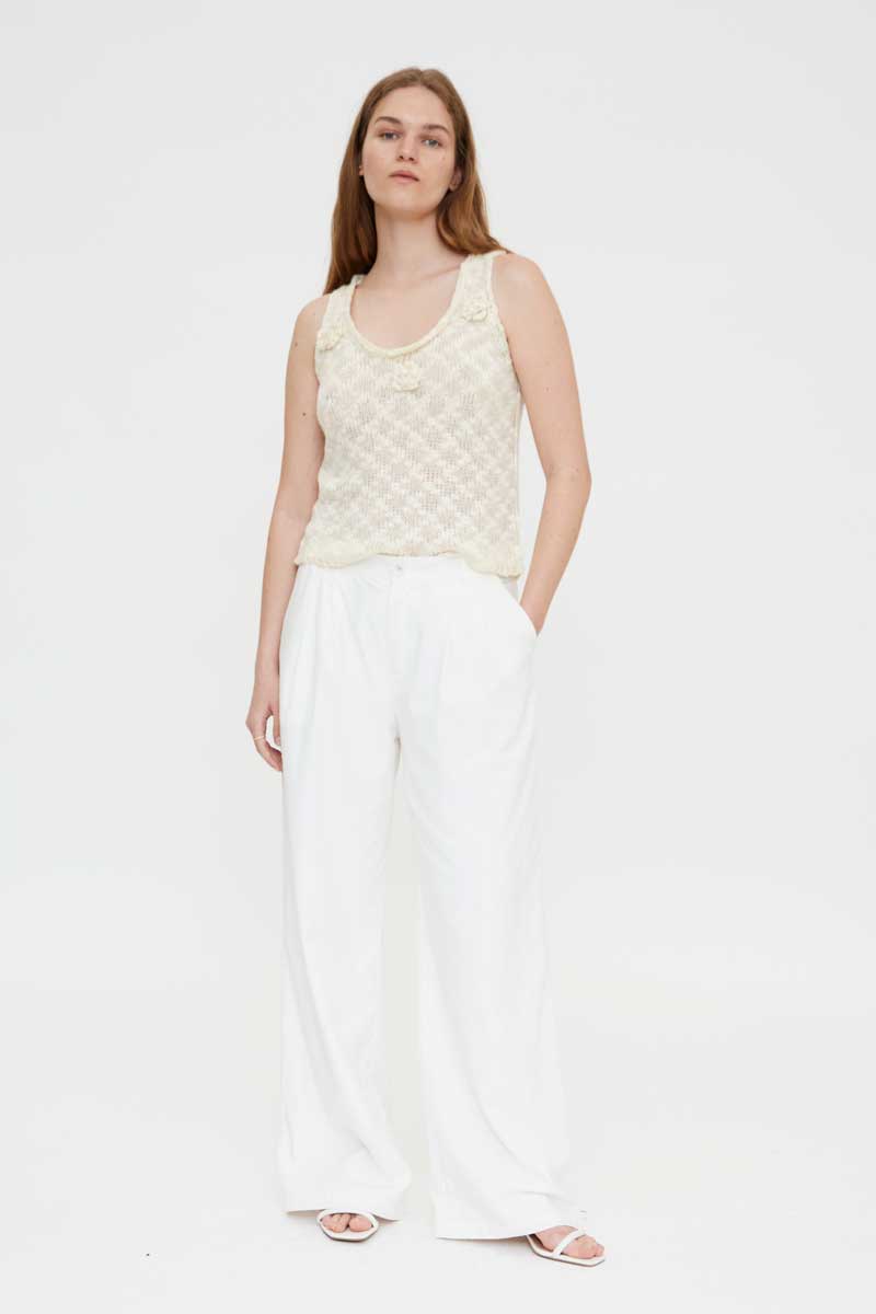 White Wide-legs Trousers