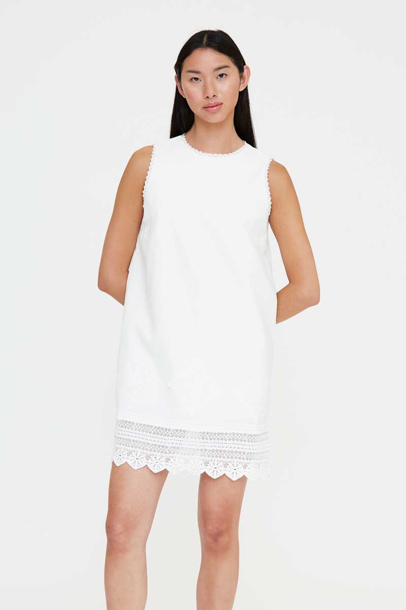 White Short Dress with Lace