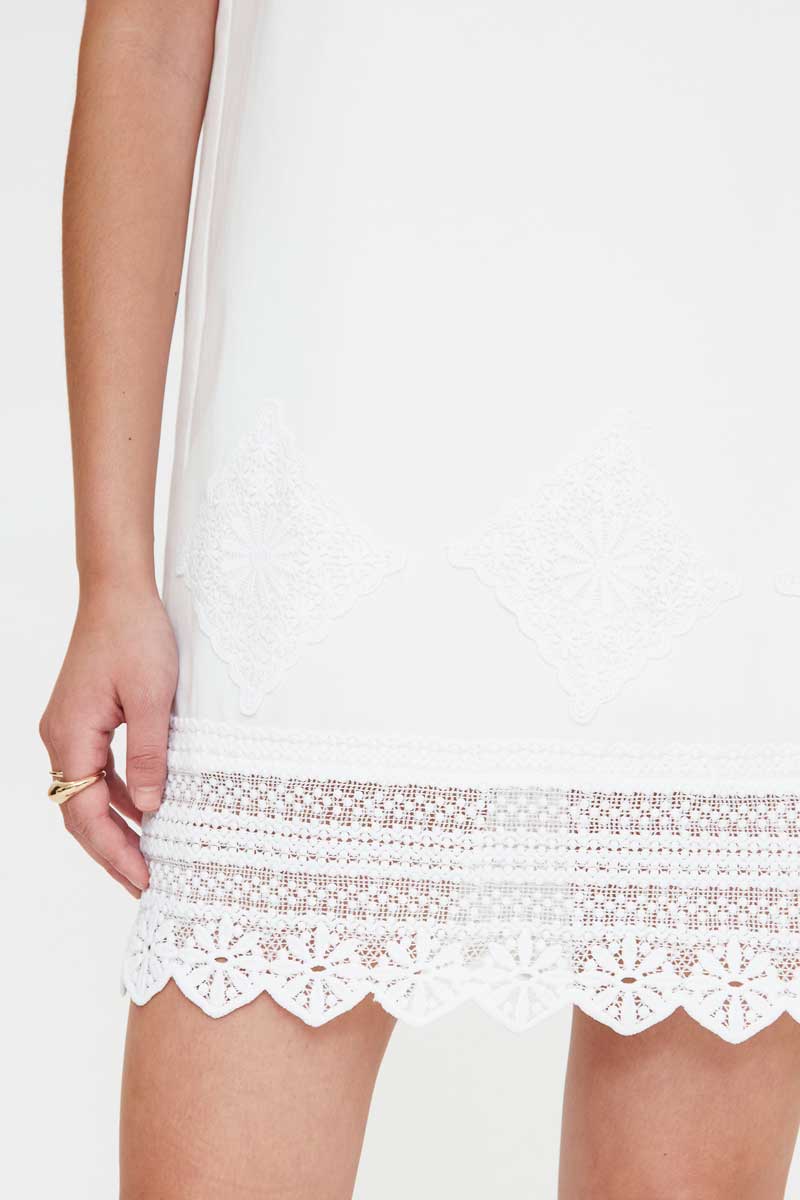 White Short Dress with Lace