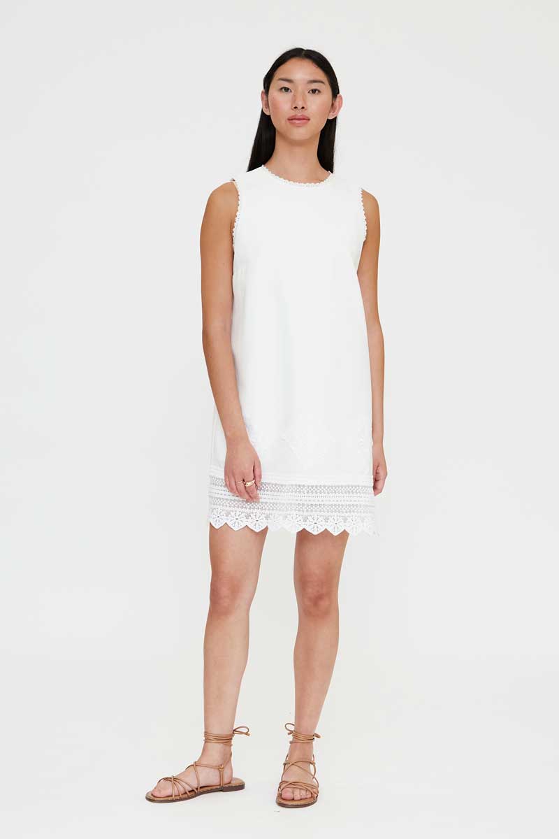 White Short Dress with Lace