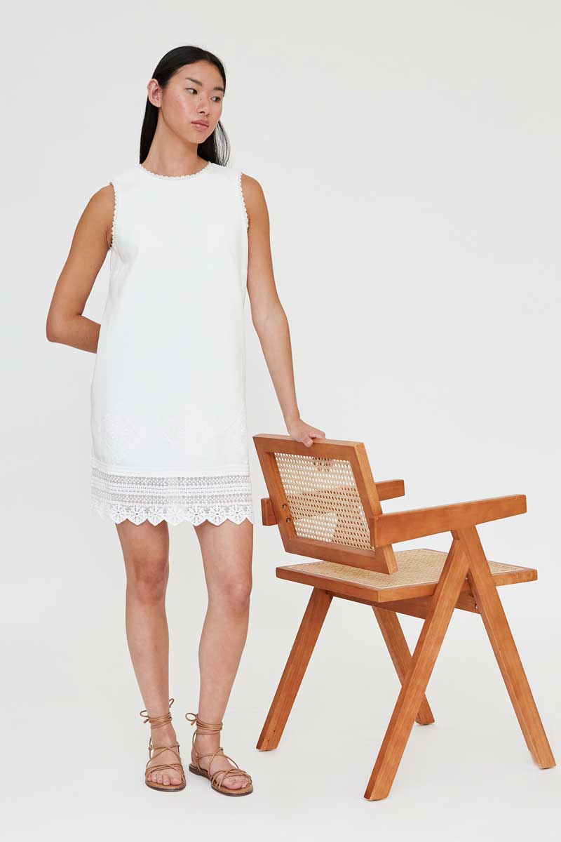White Short Dress with Lace